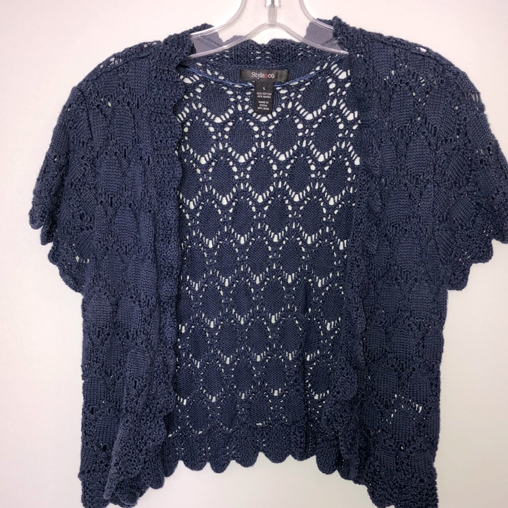 Style & Co sweater bolero style crochet top